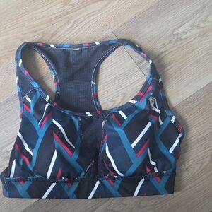 Fila Black and Teal Patterned Sports Bra